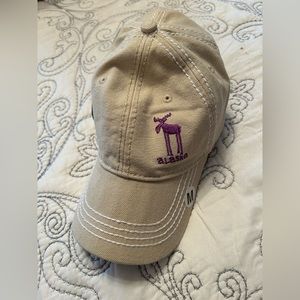 Beige ALASKA hat with PURPLE MOOSE